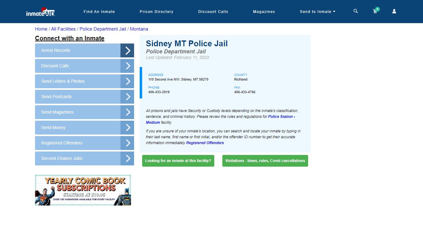 Sidney MT Police Jail & Inmate Search - Sidney, MT